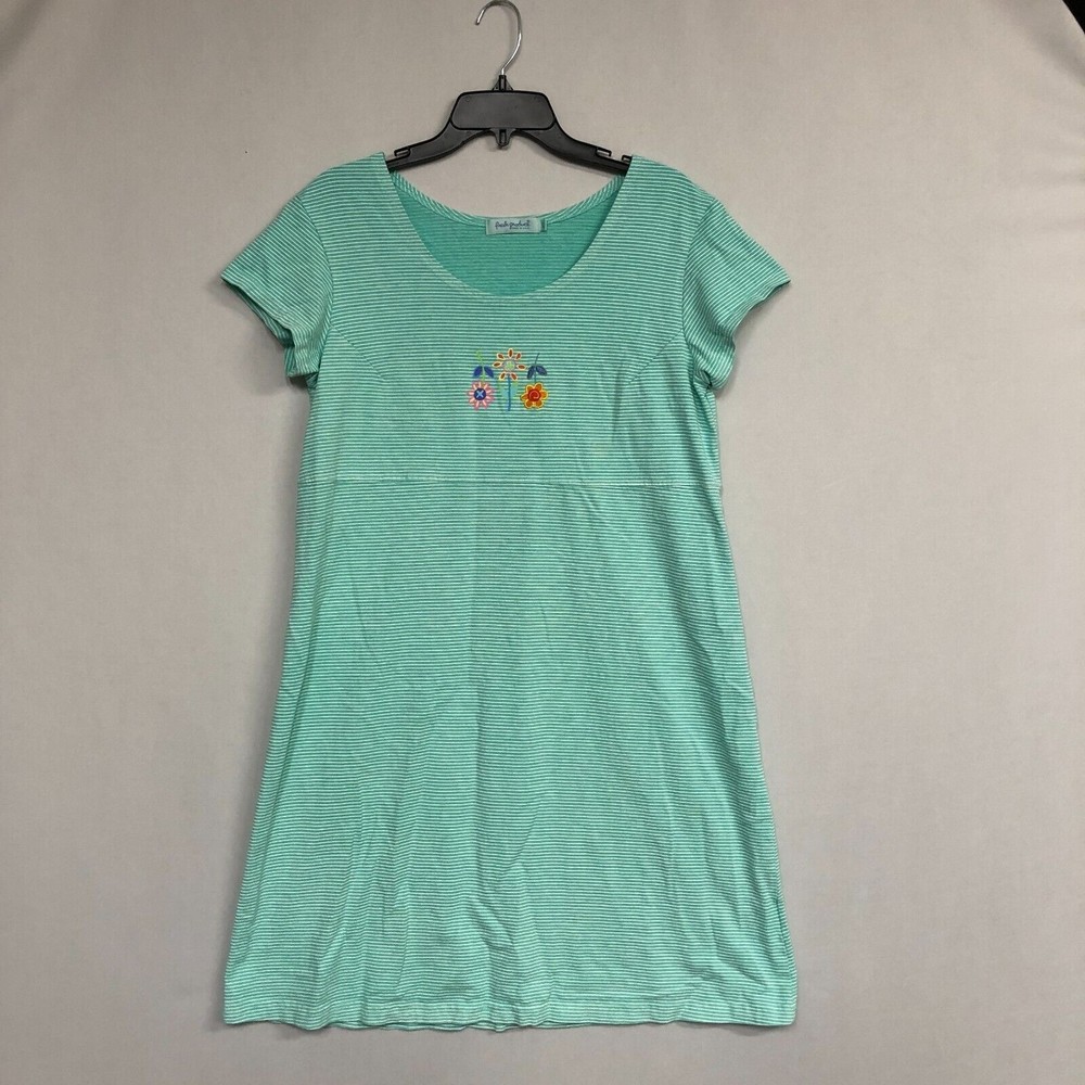 Fresh Produce Women Short Sleeve Midi Dress Size Large Striped Green Floral